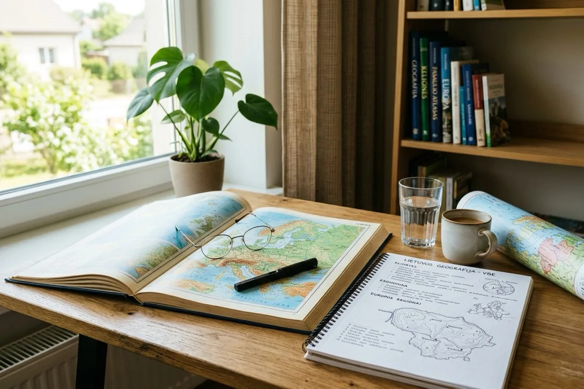 Geografijos VBE 2026: programos pakeitimai, kartelė ir realus pasiruošimo gidas