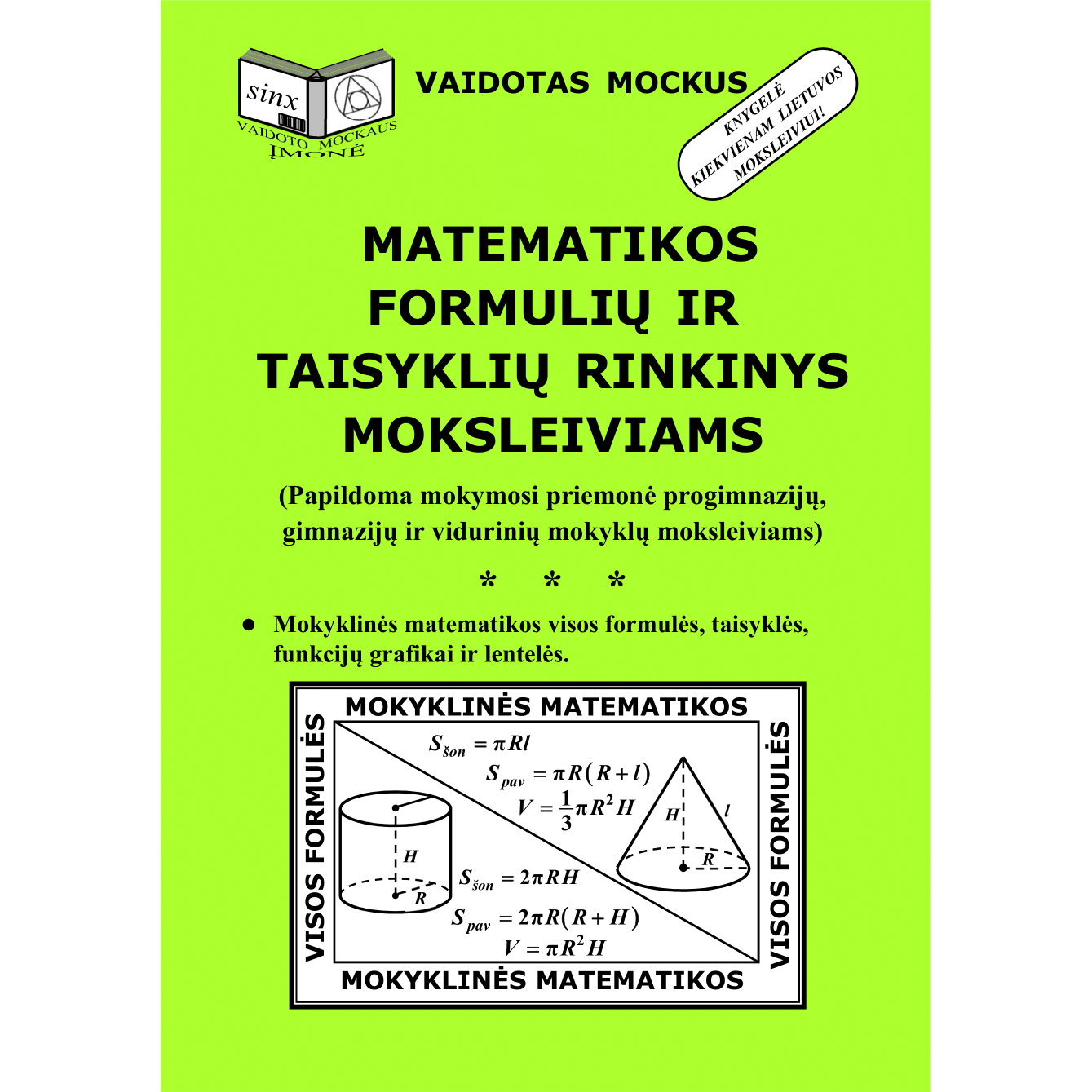 Matematikos formulių ir taisyklių rinkinys moksleiviams Mockus