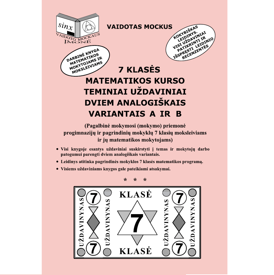 7 klasės matematikos kurso teminiai uždaviniai Mockus